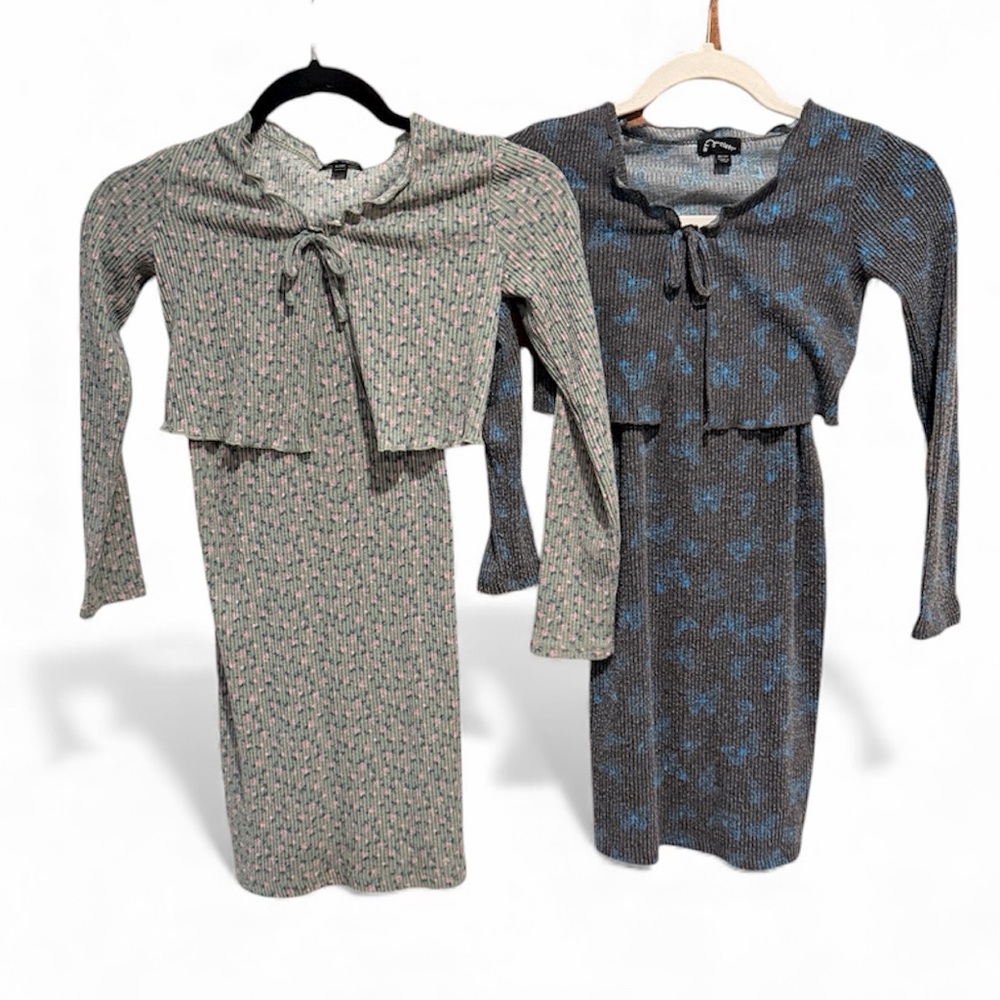 Art Class Tie- Front Cardigan and Dress Set Lot of 2
